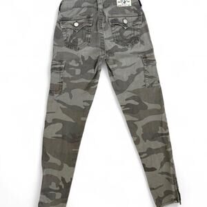 True Religion Women’s 28 Camo Cargo Mid Rise Skinny Jeans Ankle Zip